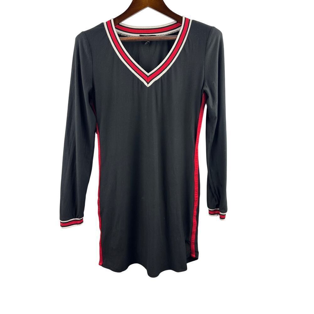 Women’s Derek Heart Large Black Bodycon Dress w/ Red & White Striped Detail